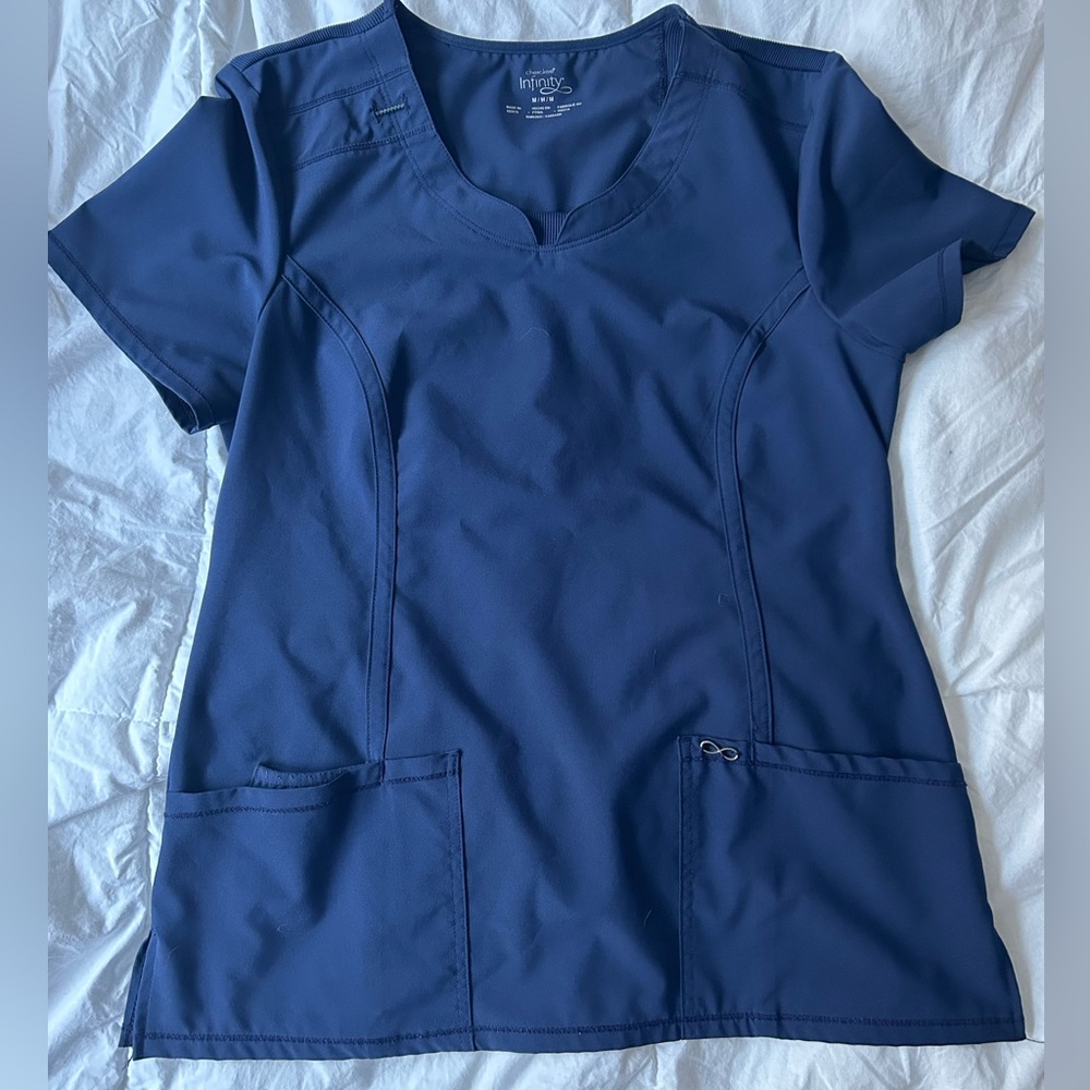 Medium Navy Blue Cherokee Infinity Scrubs Top & Bottom
